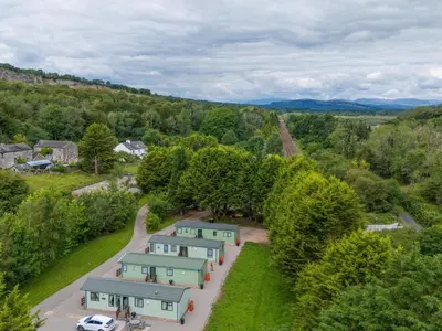 an overhead view of a row of houses in a village at Lodge 1 in Carnforth