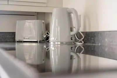 a appliance sitting on a counter in a kitchen at Clitheroe Wilson Retreat. Central Lancashire in Clitheroe