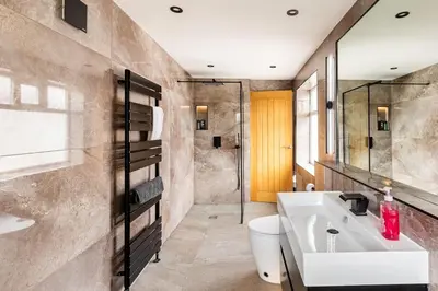 a bathroom with a sink and a toilet at Lux nights away in Cleveleys
