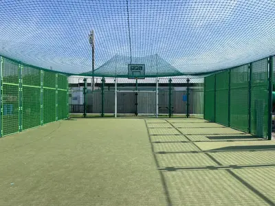a tennis court with a net on top of it at The Dean's on the Lune in Heysham
