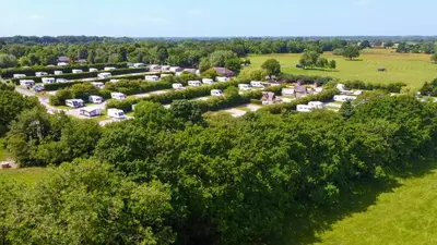 an aerial view of a park with many tents at Royal Umpire Caravan Park in Croston