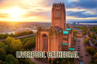 an image of the liverpool cathedral with the words liverpool cathedral at Central Apt With Balcony - Walk to Bars & Stations in Liverpool