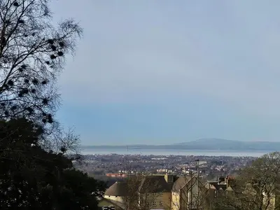 a view of a city from the top of a hill at The Hideaway - 2-Bedroom Apartment with outdoor terrace & free parking in Lancaster