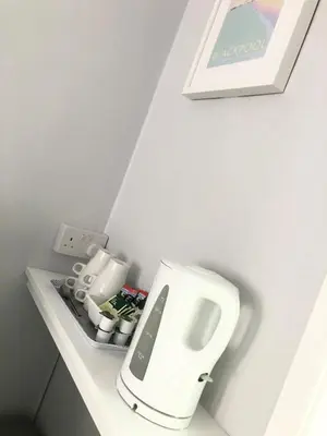 a small bathroom with a white urinal on a shelf at Chadberry House Hotel in Blackpool