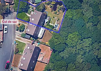 an aerial view of a house in a field at Contemporary House with a Woodland Setting in Skelmersdale