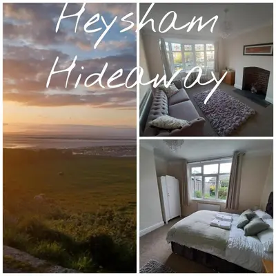 a collage of pictures of a bedroom with the words help show highway at Heysham Seaside Hideaway in Heysham