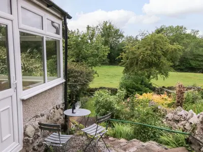 a view from the window of the garden at 28 Rock Villas in Carnforth