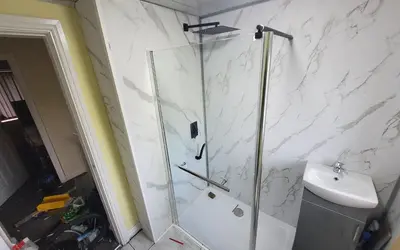 a bathroom with a shower and a sink at Sure stay property in Bolton