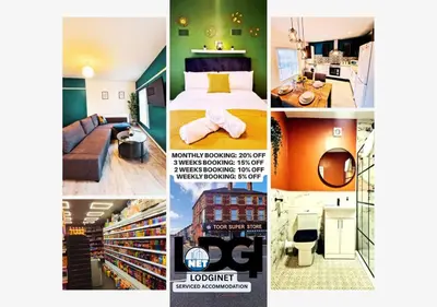 a collage of photos of a hotel room at Lodginet Stays - County Heights - 2BR Flat 3 in Liverpool