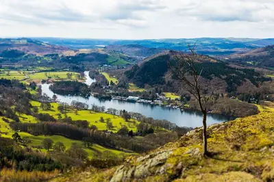 a view of the river derwent from the top of a mountain at Corner Beech House in Grange Over Sands