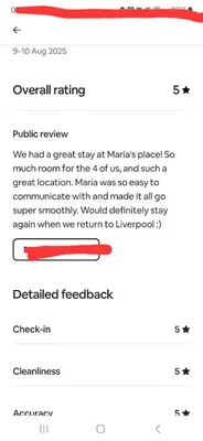 a screenshot of a cell phone screen with a text message at Gorgeous GF 2 Bed 2 bathroom Apartment Liverpool 3 in Liverpool