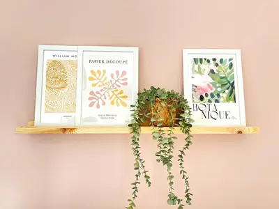a shelf with three books and a plant at #55 Spacious2BR End-Terrace in Kensington Sleeps 6 in Liverpool