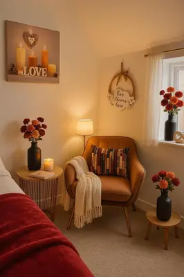 a bedroom with a couch and a chair and candles at Belgrave Chapel - Luxurious Apartment in Darwen