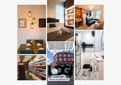 a collage of photos of a living room at Lodginet Stays - County Cosy - 1BR Flat 2 in Liverpool