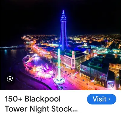 a picture of the blackpool tower at night at Holiday flat first floor in Blackpool