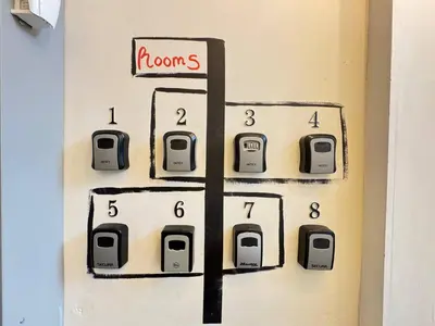 a clock on a wall with appliances on it at Bold Street Studio V in Liverpool