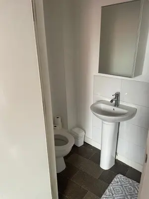 a bathroom with a sink and a toilet at Babo accommodation in Bolton