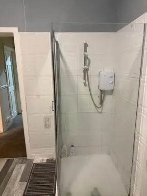 a shower in a bathroom with a bath tub at Room Near Anfield - Walk to the Stadium in Liverpool