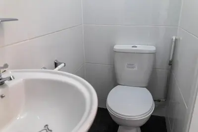 a bathroom with a white toilet and a sink at One Bedroom Apartment by Brookland Stays Serviced Accommodation Short Lets Blackpool with Free WiFi in Blackpool