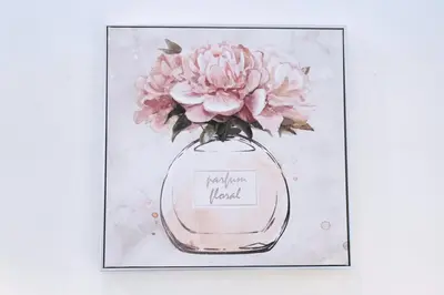 a painting of a glass vase with pink flowers at The Lytham Retreat - New! Spacious & Luxurious in Lytham St Annes
