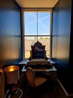 a room with a window and a table and a chair at Hamilton - The Hyde Luxury Let in Preston