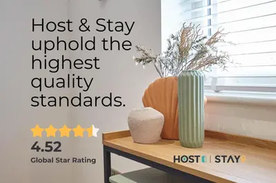 a table with a vase at Host & Stay - Hatton Garden Apartments in Liverpool