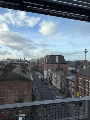 a view from a window of a city street at Liverpool City Centre - Skyline Apartment in Liverpool