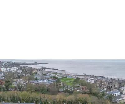 an aerial view of a city and the ocean at 5 Bed Stay For Contractors And Families in Morecambe