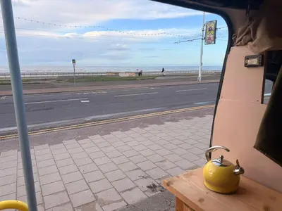 a tea kettle sitting in the back of a bus at Sea View Camper Van in Blackpool