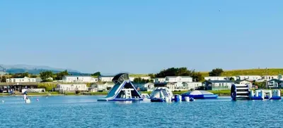 a water slide in the middle of a body of water at The Bluebell in Haverigg