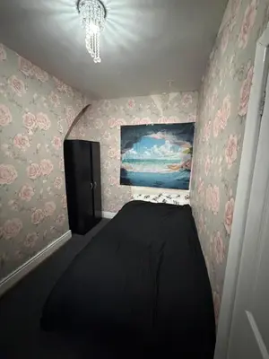 a bedroom with a bed and a painting on the wall at Homey room in Liverpool