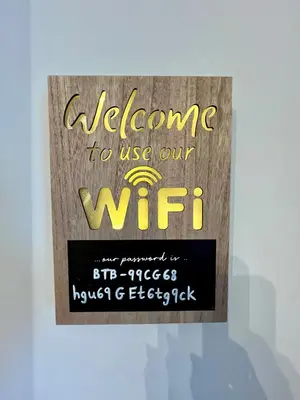 a sign that says welcome to use our wifi at Victoria suites in Southport