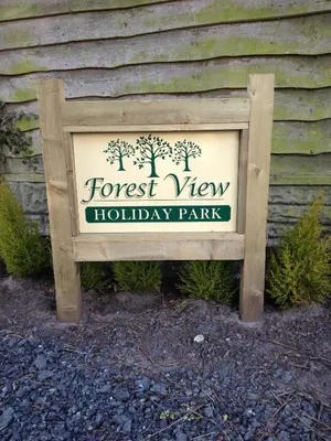 a sign for a forest view holiday park at Forest View Holiday Park in Burscough
