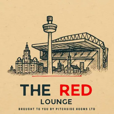 a poster for the red lounge with a drawing of a train station at The Red Lounge House Near Anfield sleeps 14 LFC in Liverpool