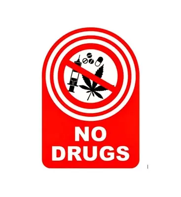 a red no drugs sign on a white background at The Castleton in Blackpool