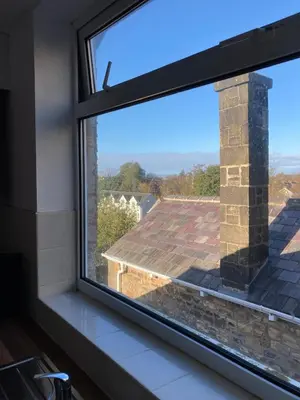 a view from a window in a house at Skylight Loft, 2 bed apartment, central Lancaster in Lancaster