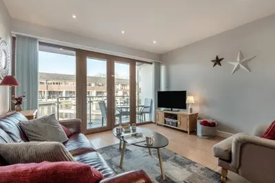 a living room with a couch and a tv at 2 Bed in Carnforth oc-s34803 in Warton