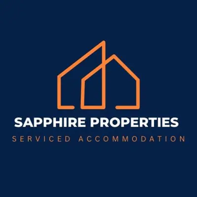 a logo for a sapphire properties serviced accommodation at Farm Street House by Sapphire Properties -Near to BAE Systems in Barrow