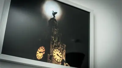 a clock tower with a statue on top of it at Modern 2BR Near Liverpool ONE & Parking in Liverpool