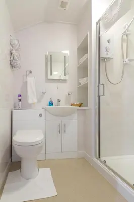 a bathroom with a toilet and a sink and a shower at Valentine Lodge Over 21 Adult Couples Only in Blackpool