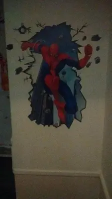 a drawing of a spider man on a wall at Meland (Families ONLY B&B) in Blackpool