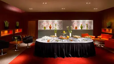 a table with food on it in a room at Radisson Blu Hotel, Liverpool in Liverpool