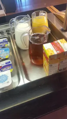 a counter top with a bunch of different types of ingredients at Queens Plaza Hotel in Blackpool