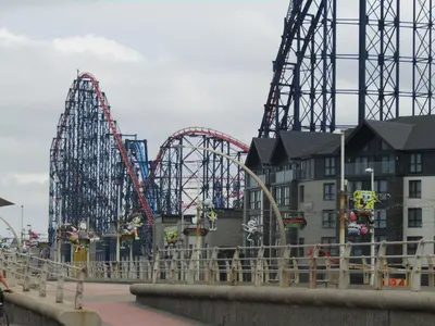 two roller coaster rides in a amusement park at Alderley Hotel Blackpool in Blackpool