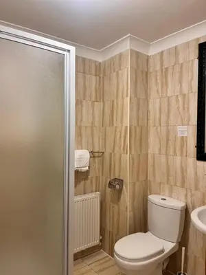 a bathroom with a toilet and a sink at Sheil Suites in Liverpool