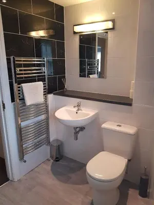 a bathroom with a toilet and a sink at 3 Laurel Court in Ulverston