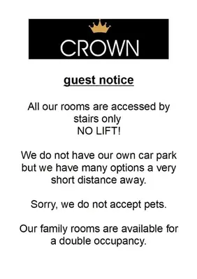 a screenshot of a cell phone with a crown text at The Crown Hotel in Morecambe