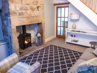 a living room with a fireplace and a couch at 88 Regent Street in Waddington