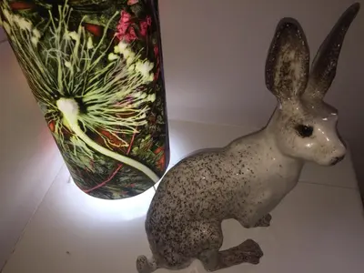 a statue of a rabbit next to a vase at Oh So Snug in Whalley