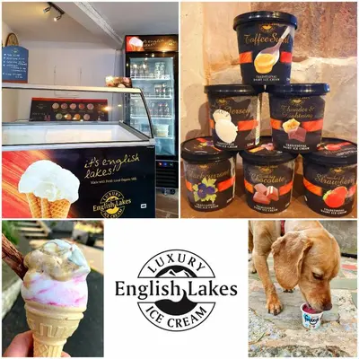 a collage of pictures with a dog and ice cream at The Priory in Scorton